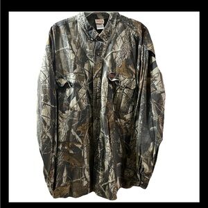 Woolrich Hunting Shirt Men 3XL Button Down Long Sleeve Realtree Hardwoods Camo